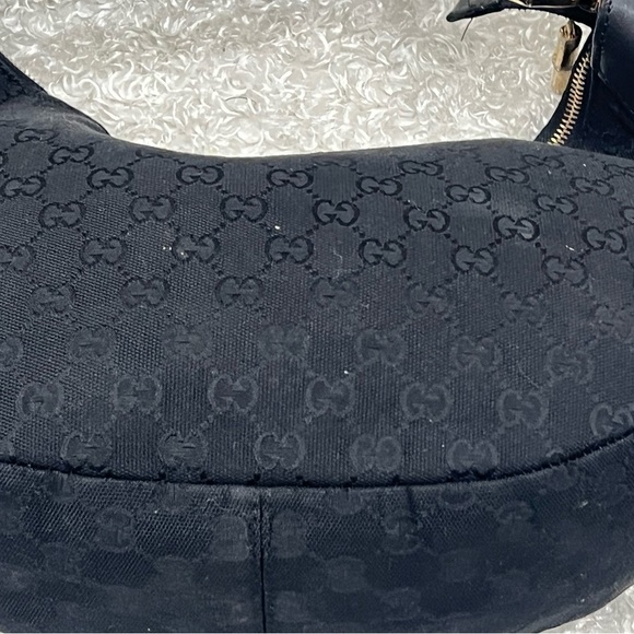 Gucci  Bamboo Ring Half Moon Medium Black Canvas - Picture 6 of 16